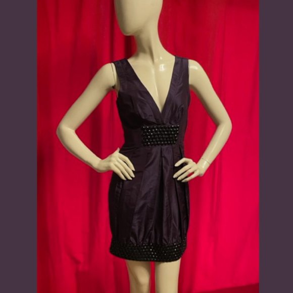 Bebe Purple Silk Cocktail Dress Size Small - Picture 3 of 9